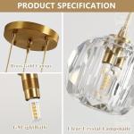 Gold Crystal 3-Light Cluster Pendant Chandelier