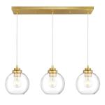 Gold Linear Chandelier with Clear Glass Globes