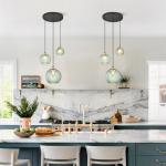 Vintage Green Glass Chandelier Pendant Light Fixture