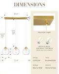 Gold Linear Chandelier with Clear Glass Globes