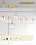 Gold Linear Chandelier with Clear Glass Globes