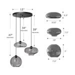 Modern Smoky Gray Glass Pendant Light Fixture