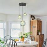 Vintage Green Glass Chandelier Pendant Light Fixture