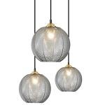 Smoke Gray Glass 3-Light Pendant Chandelier