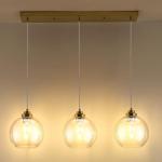 Gold Linear Chandelier with Clear Glass Globes