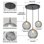 Smoke Gray Glass 3-Light Pendant Chandelier