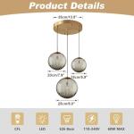 Gold Hanging Pendant Light with Smoke Glass Globes