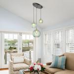 Vintage Green Glass Chandelier Pendant Light Fixture