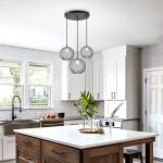 Smoke Gray Glass 3-Light Pendant Chandelier
