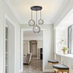 Smoke Gray Glass 3-Light Pendant Chandelier