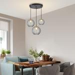 Smoke Gray Glass 3-Light Pendant Chandelier