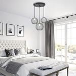 Smoke Gray Glass 3-Light Pendant Chandelier