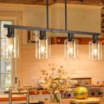 Black 4-Light Kitchen Island Bar Chandelier