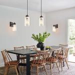 Modern Black Farmhouse Pendant Light with Glass Shade