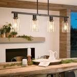 Black 4-Light Kitchen Island Bar Chandelier