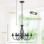 Rustic 6-Light Candle Chandelier in Matte Black