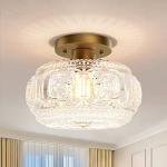 Gold Globe Semi Flush Mount Ceiling Light Fixture