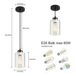 Modern Black Farmhouse Pendant Light with Glass Shade