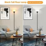 Modern Black LED Torchiere Floor Lamp with Shade