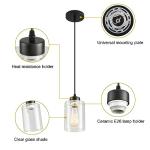 Modern Black Farmhouse Pendant Light with Glass Shade