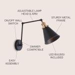 Black and Brass Industrial Adjustable Wall Sconce