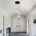 Black 5-Light Globe Glass Chandelier with Milk White