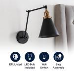 Black and Brass Industrial Adjustable Wall Sconce