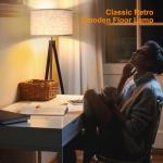 LEPOWER Mid Century Wood Tripod Floor Lamp