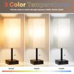 Set of 2 Bedside Table Lamps with Charging Port