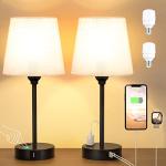 Set of 2 Touch Bedside Lamps with USB Charging