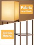Walnut Brown Floor Lamp with Shelves and LED Bulb