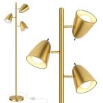 QiMH Brushed Gold Tree Floor Lamp with Adjustables