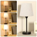 Set of 2 Touch Bedside Lamps with USB Charging