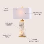 Modern White/Gold Alabaster LED Table Lamp