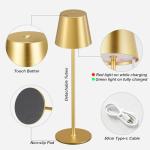Rechargeable Gold Cordless Table Lamp - 2 Pack