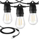 24.6Ft USB Outdoor String Lights with Dimmable LED Bulbs