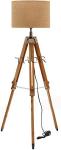 Vintage Teak Wood Tripod Floor Lamp