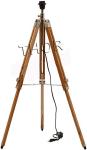 Vintage Teak Wood Tripod Floor Lamp