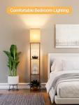 Walnut Brown Floor Lamp with Shelves and LED Bulb