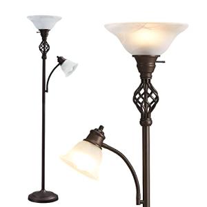 GyroVu LED Torchiere Floor Lamp with Glass Shade