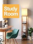 Walnut Brown Floor Lamp with Shelves and LED Bulb