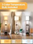 2-Pack Walnut Brown Floor Lamp with Shelves