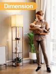 2-Pack Walnut Brown Floor Lamp with Shelves