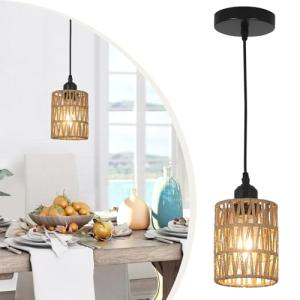 Boho Rattan Pendant Light for Dining Room
