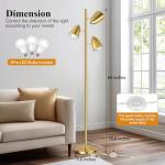 QiMH Brushed Gold Tree Floor Lamp with Adjustables