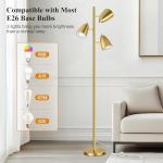 QiMH Brushed Gold Tree Floor Lamp with Adjustables