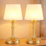 Rechargeable Cordless Table Lamps with Fabric Shades