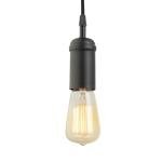 Matte Black Pendant Light with Woven Fabric Cord