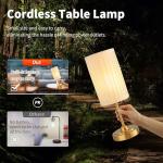 Mr. White Cordless LED Table Lamp with Fabric Shade