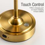 Cordless Rechargeable Dimmable Table Lamp - Gold